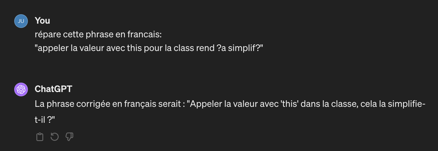 Figure 5. ChatGPT LLM alone fails to fix misencoded French