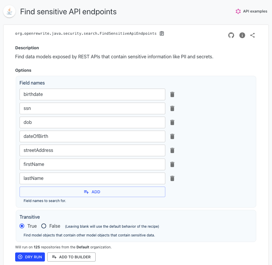 Figure 1: An example of sensitive data field names