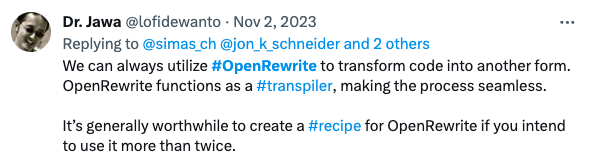 Figure 2. OpenRewrite social call-out